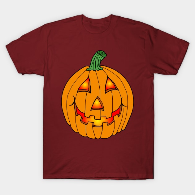 Glowing Happy Jack-O-Lantern T-Shirt by Art by Deborah Camp